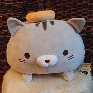 NWT Sasurai No Tabineco Gray Donut Cat Plush Stuffed Animal Pillow Kids Toy